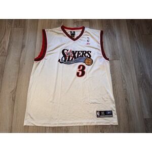 Vintage Reebok Allen Iverson Philadelphia 76ers NBA Jersey White Mens XL